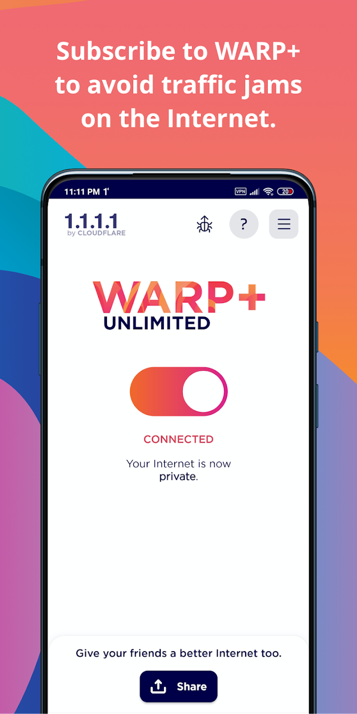 1.1.1.1 + WARP (Premium, Unlimited WARP+) screenshot 3